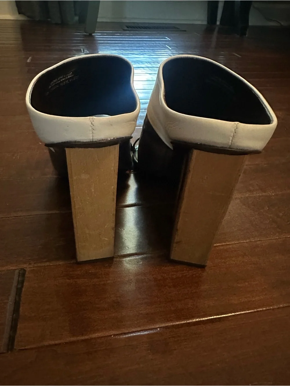 Tory Burch Cream, Brown & Black Striped Block Heel Mule